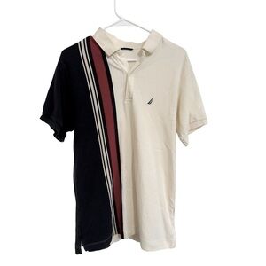 Nautica Vintage Competition Half Stripe Colorblock Polo Shirt Men’s Medium